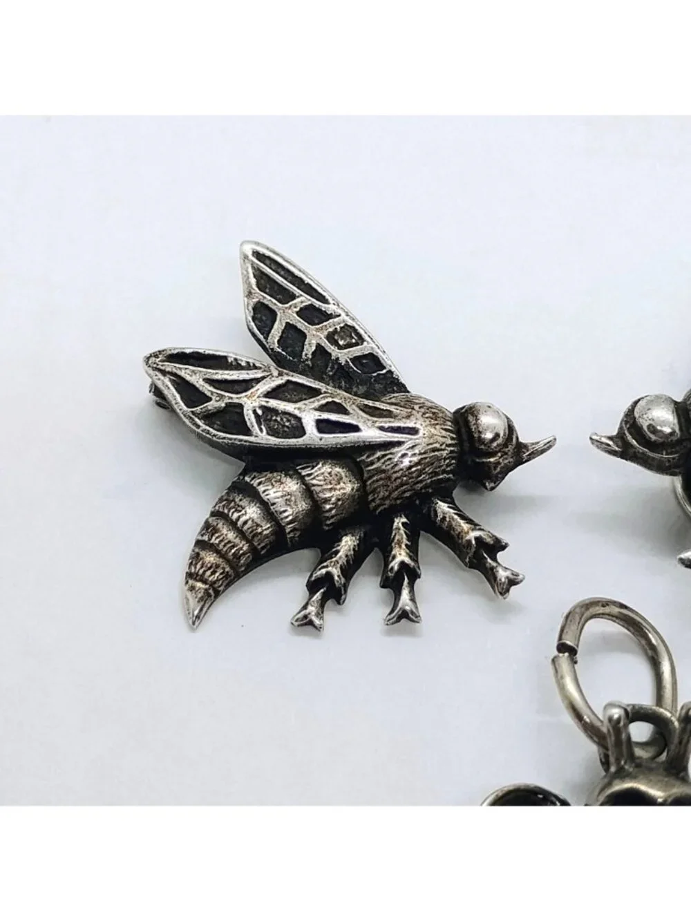 Vtg Sterling Silver Bee Wasp Jewelry Lot Pendant Brooch/Pin Pocket/Shoe Charm
